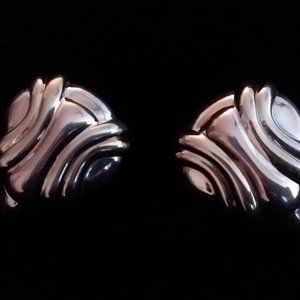 Large Vintage Sterling Silver Clip On Earrings